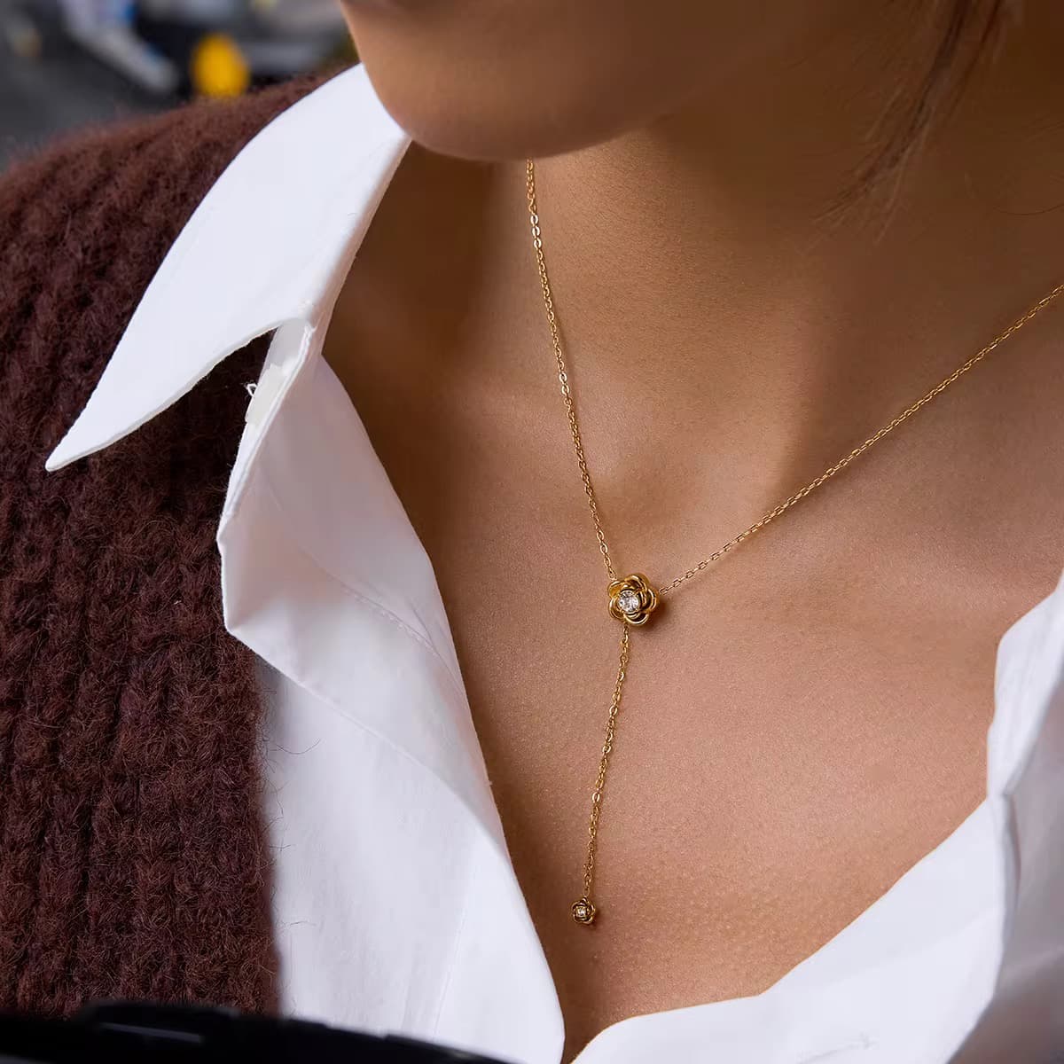 Floral Lariat Necklace