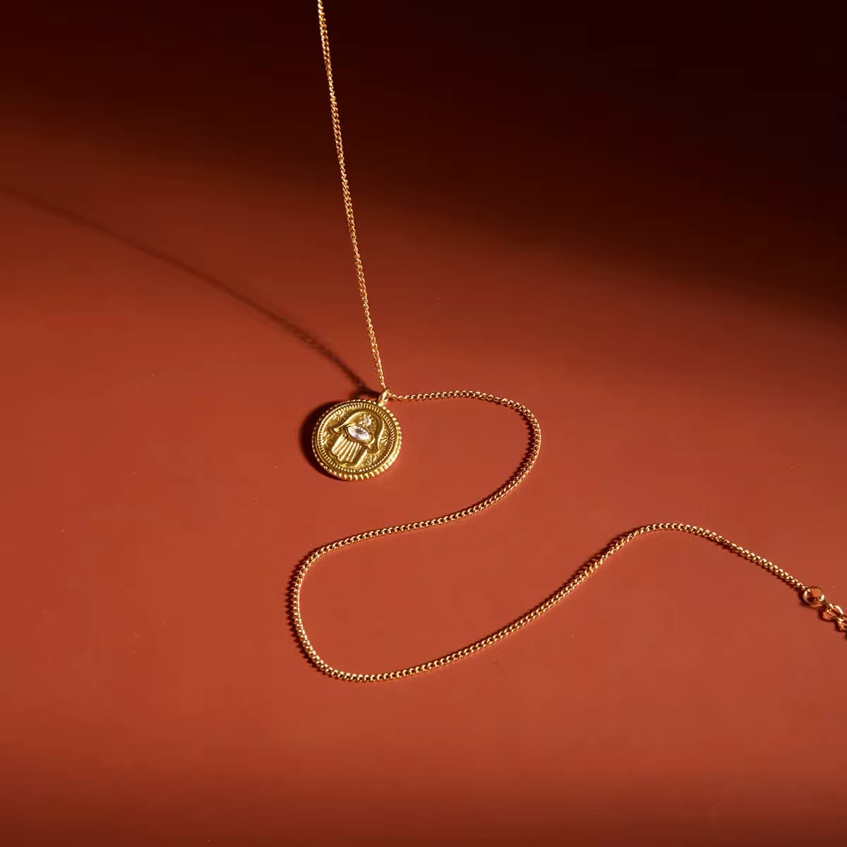 Hamsa Medallion Necklace 