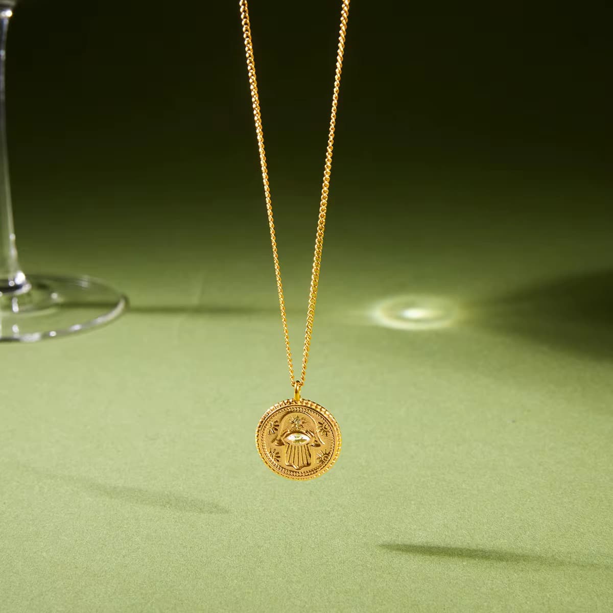 Hamsa Medallion Necklace 