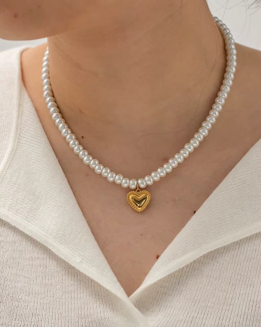 Heart Pearl Necklace 