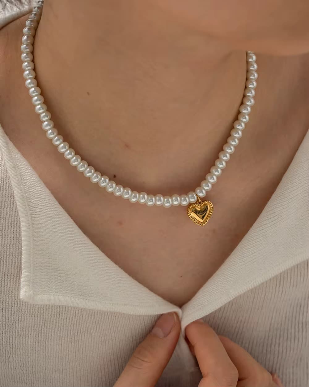 Heart Pearl Necklace 