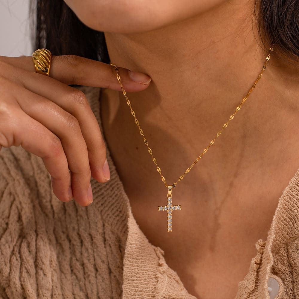 Zircon Cross Necklace