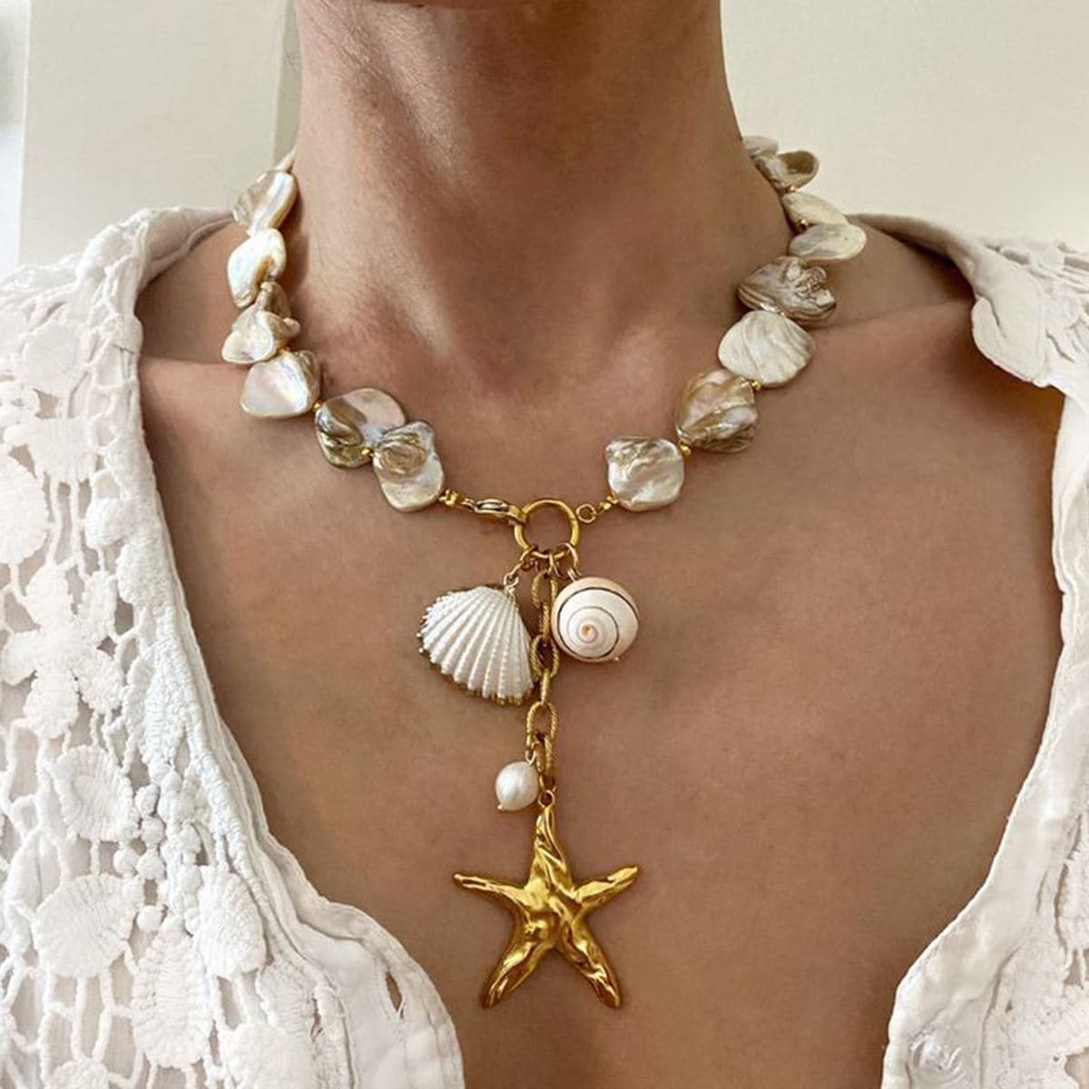 Natural Shell Statement Necklace