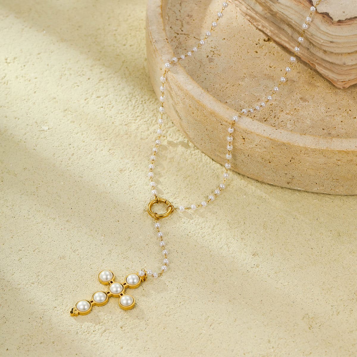 Pearl Cross Necklace 