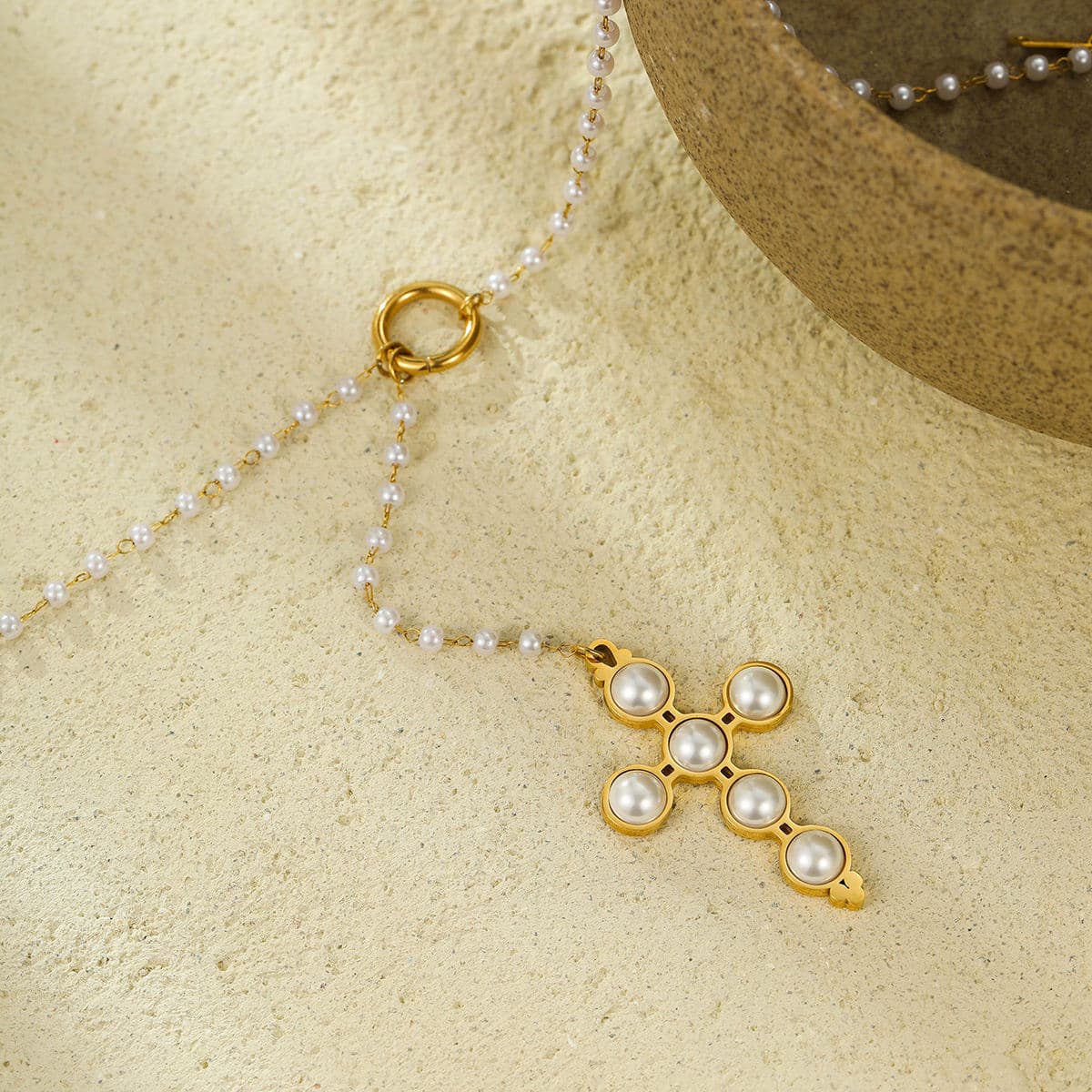 Pearl Cross Necklace 
