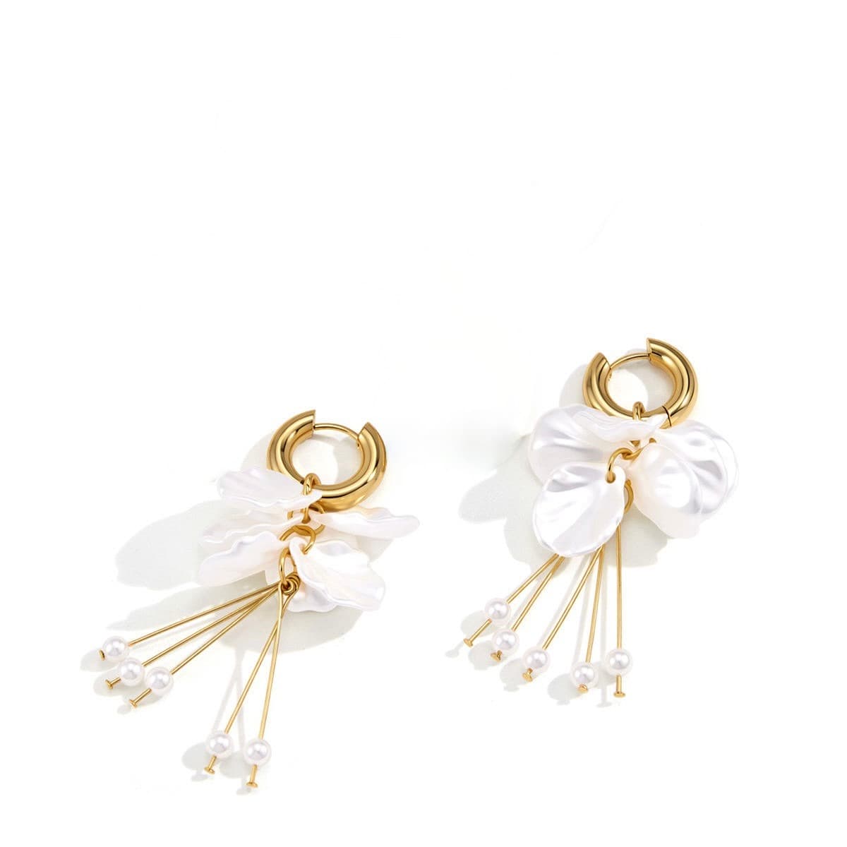 Acrylic Petal Pearl Hoop Earrings