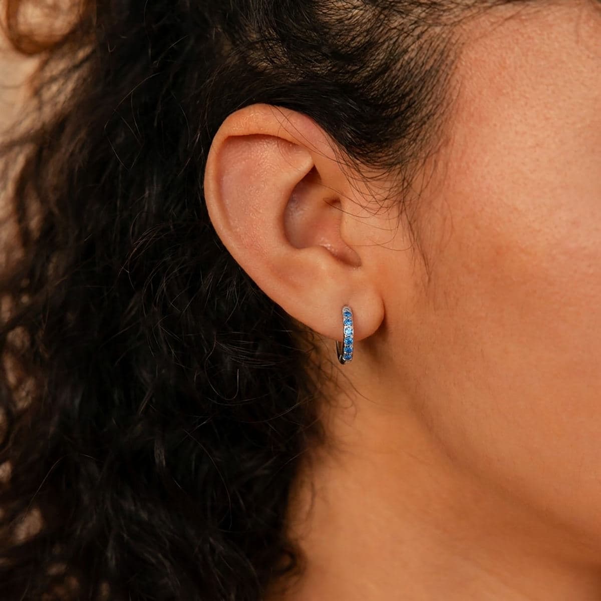 Blue Zircon Hoop Earrings