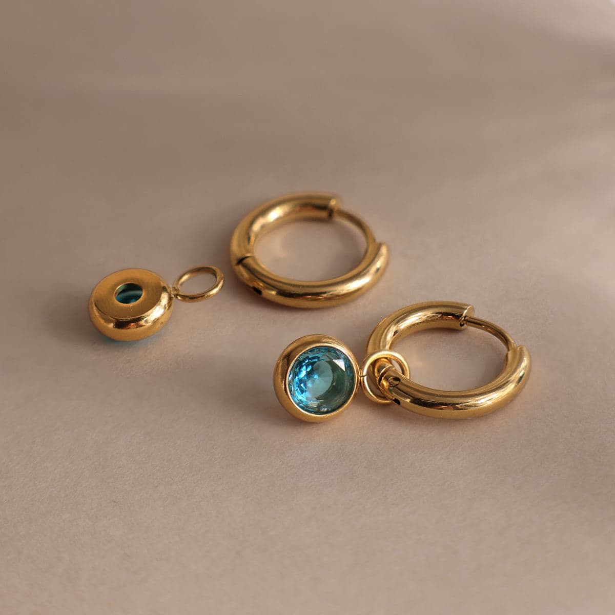 Blue Zircon Hoop Earrings