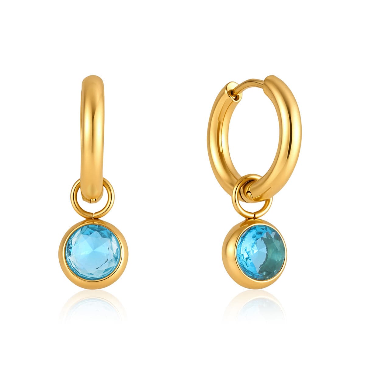 Blue Zircon Hoop Earrings