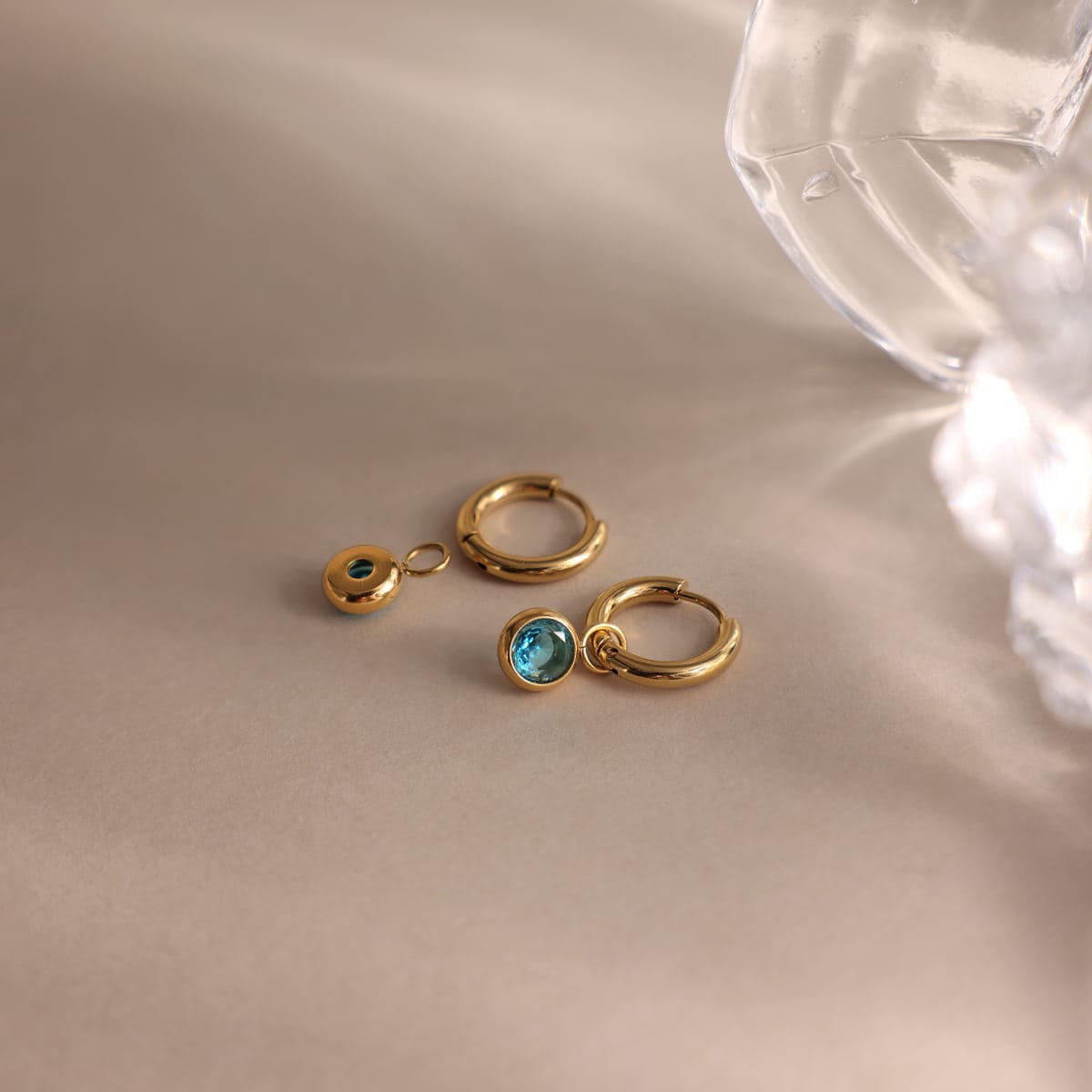 Blue Zircon Hoop Earrings