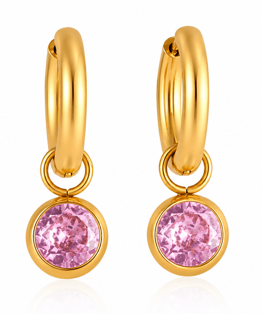 Pink Zircon Hoop Earrings