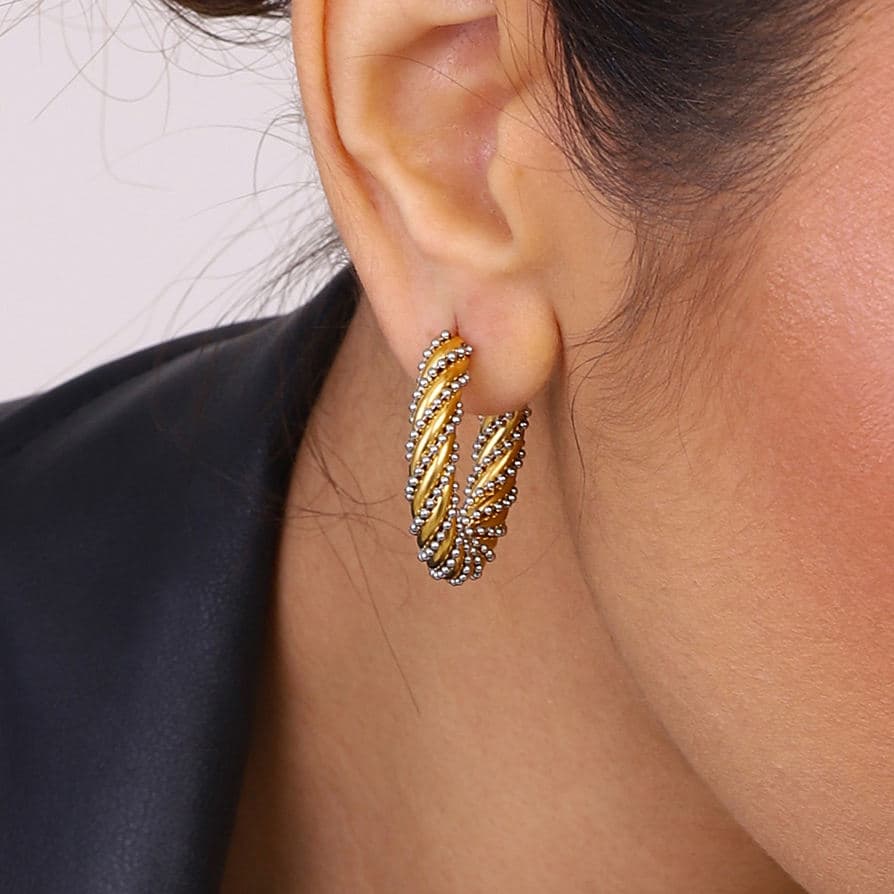 Two Tone Twisted Earrings