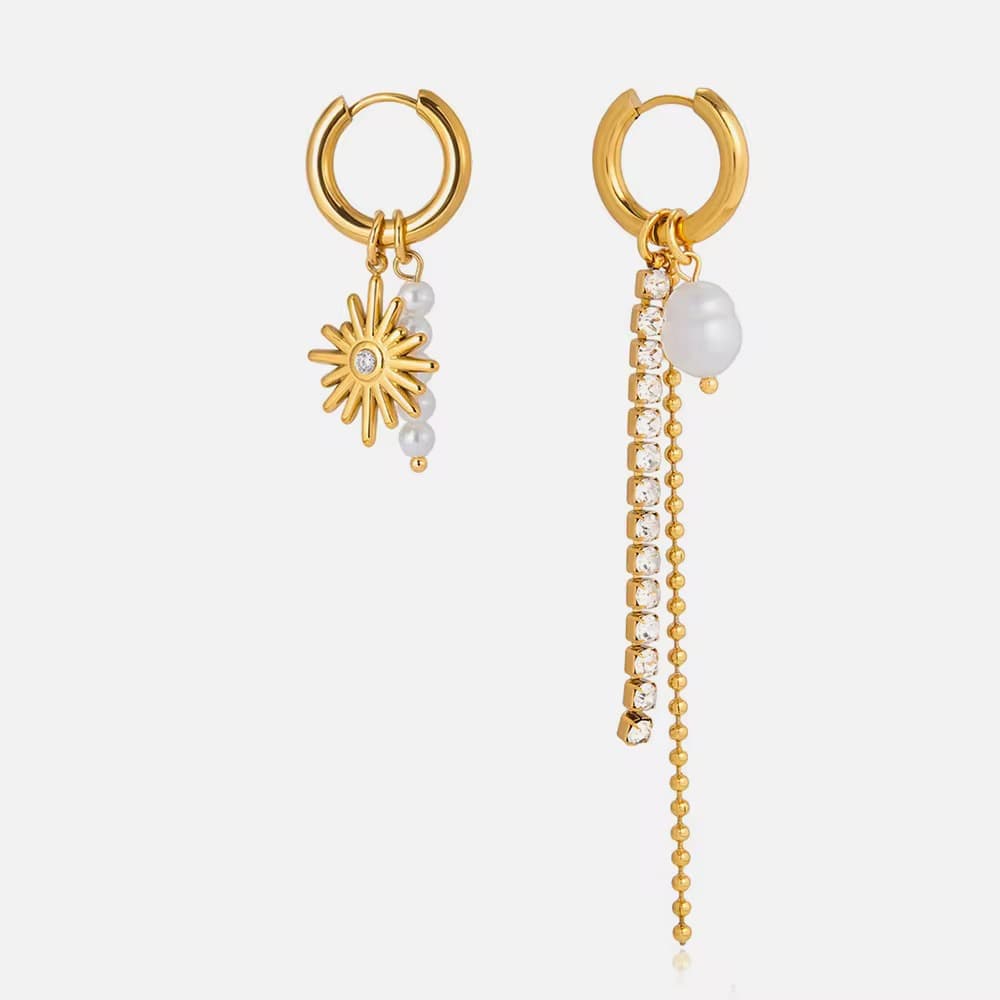Sunburst Tassel Hoop Earrings