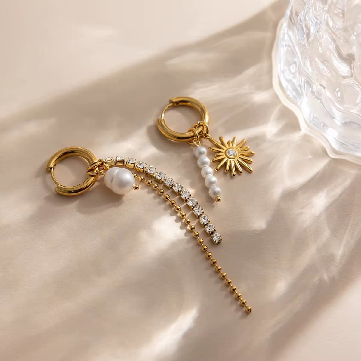 Sunburst Tassel Hoop Earrings