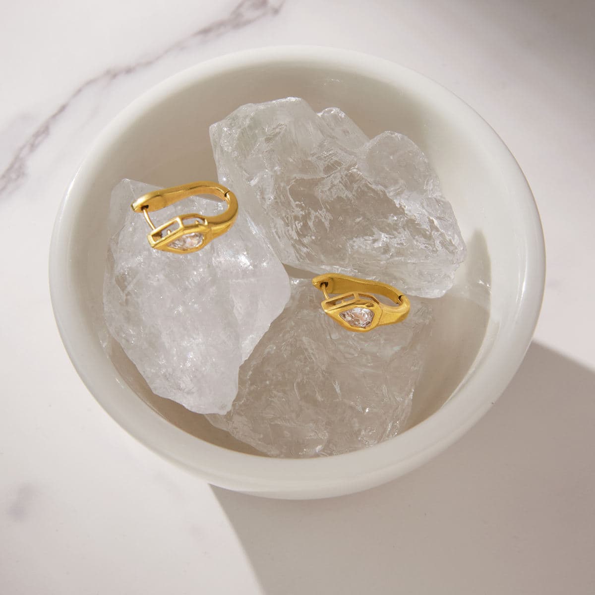 Snake Head Zircon Hoop Earrings