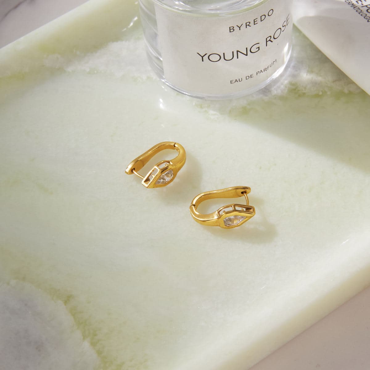 Snake Head Zircon Hoop Earrings