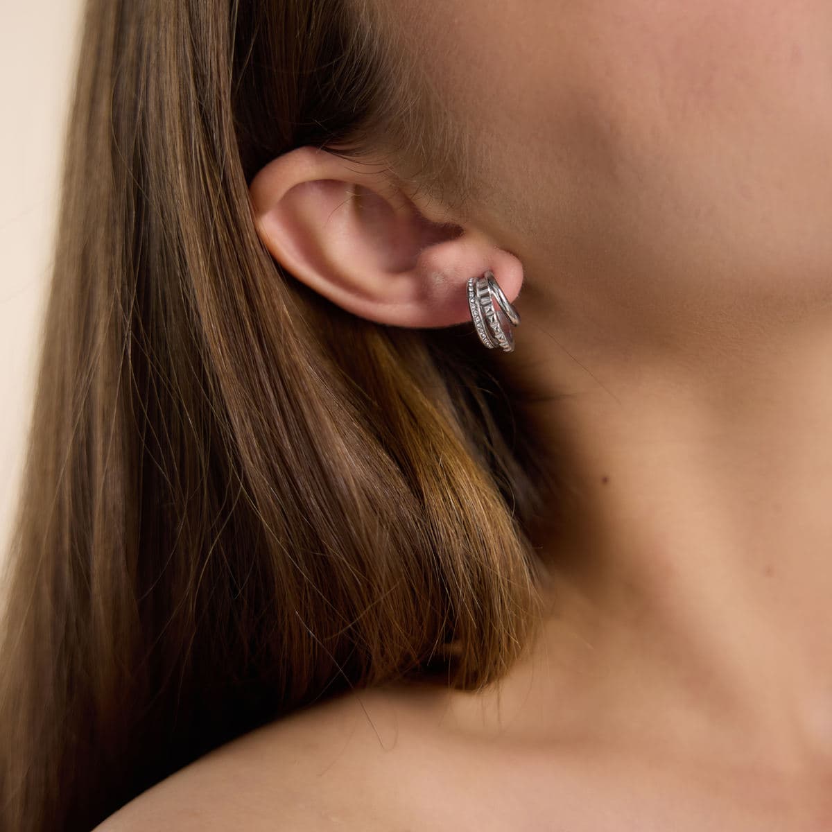 Double Hoop Zircon Earrings