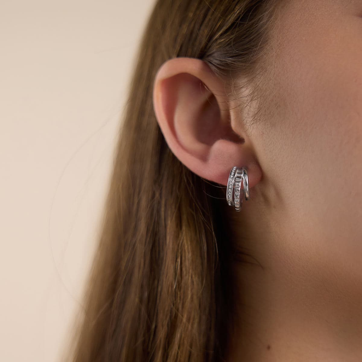Double Hoop Zircon Earrings