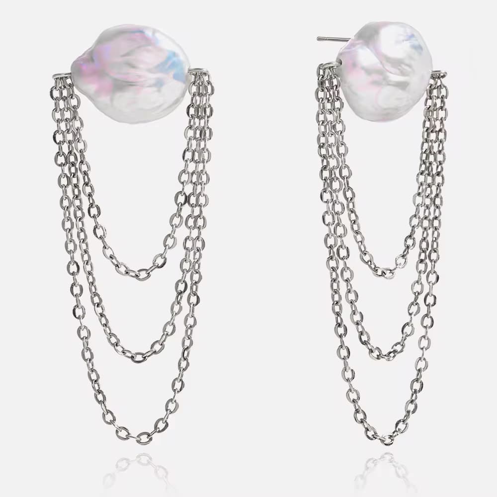 Freshwater Pearl Chain Earrings