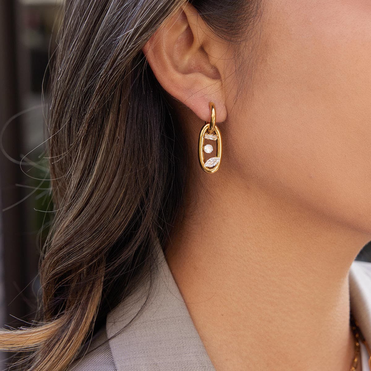 Crystal Link Hoop Earrings