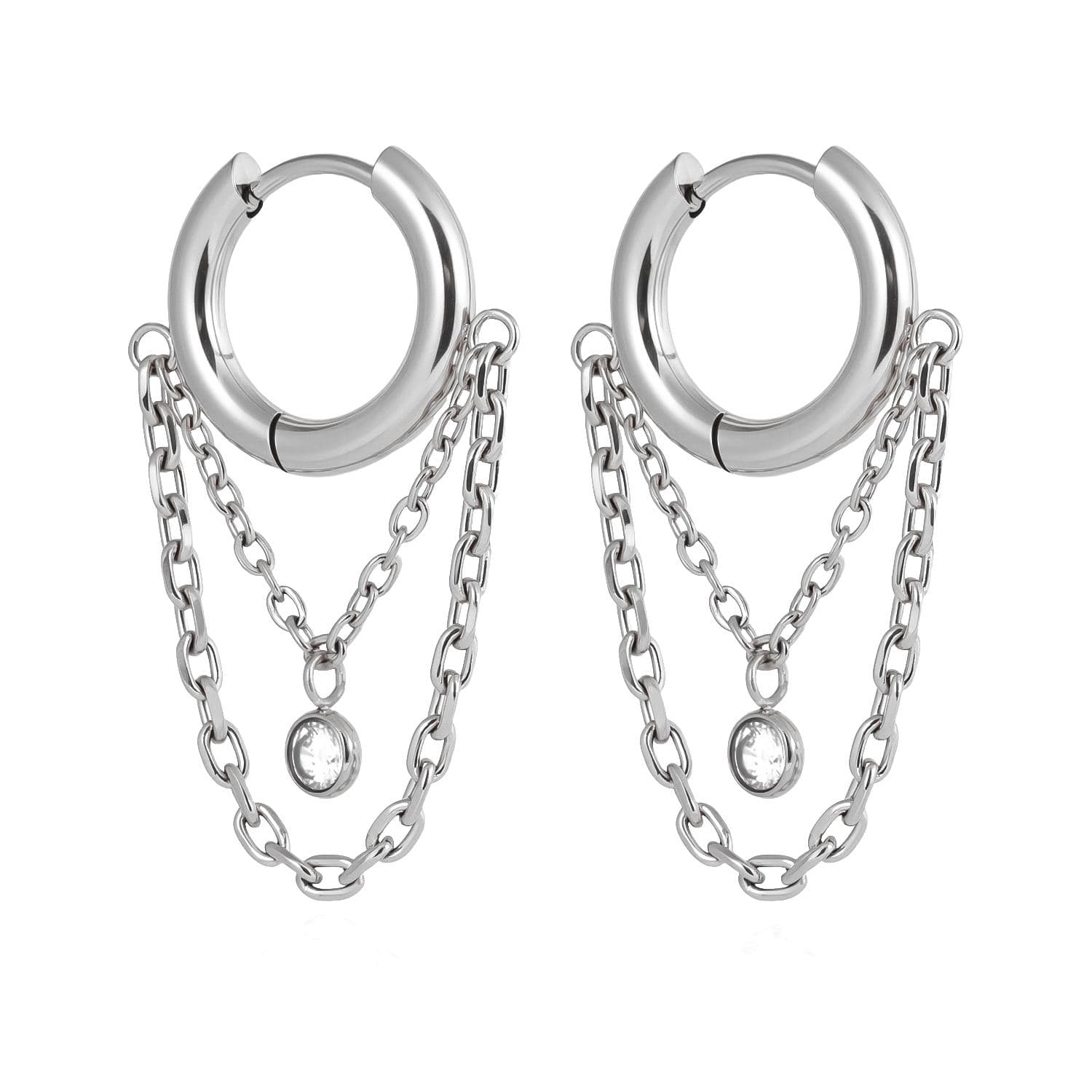 Layered Chain Hoop Earrings