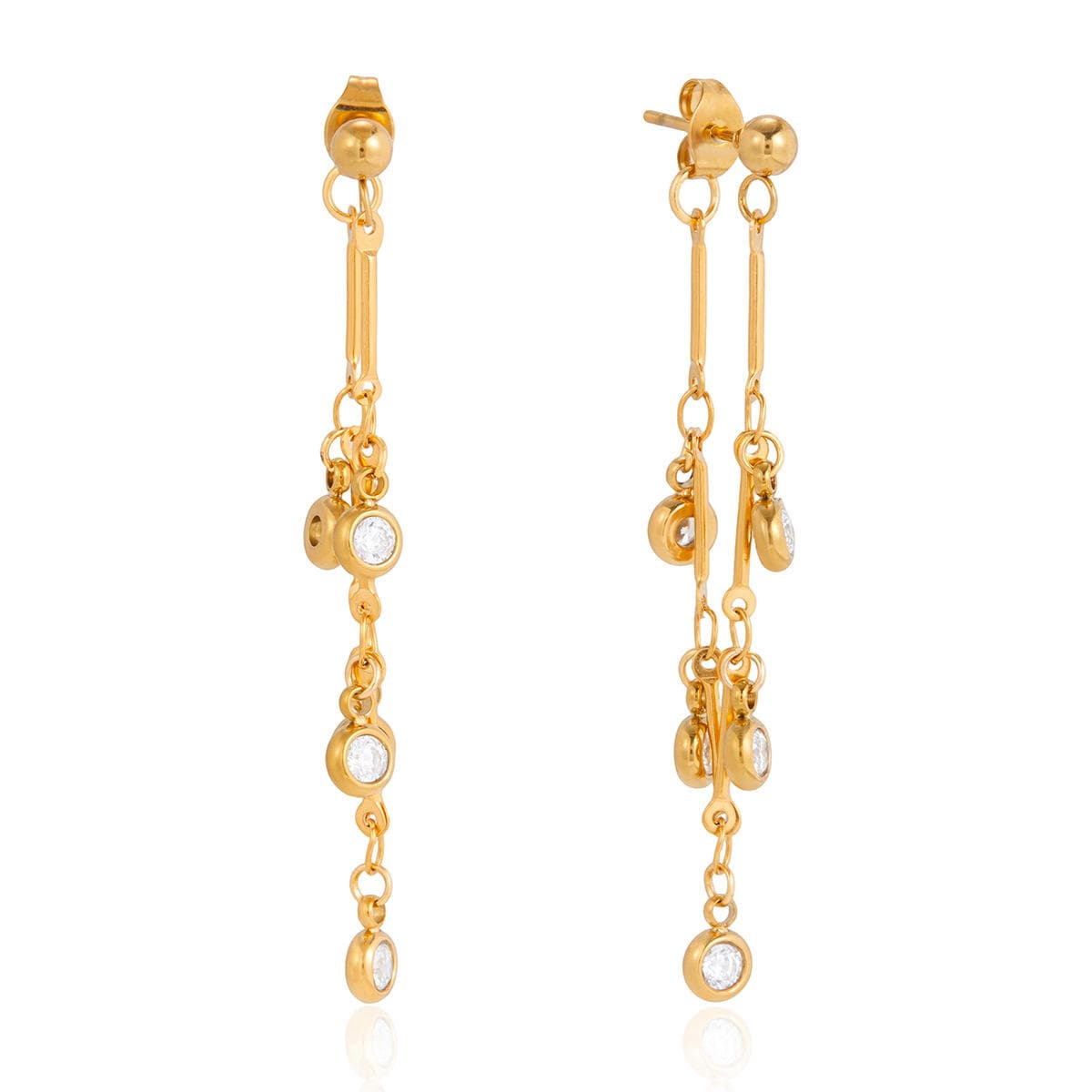 Cubic Zirconia Chain Drop Earrings 