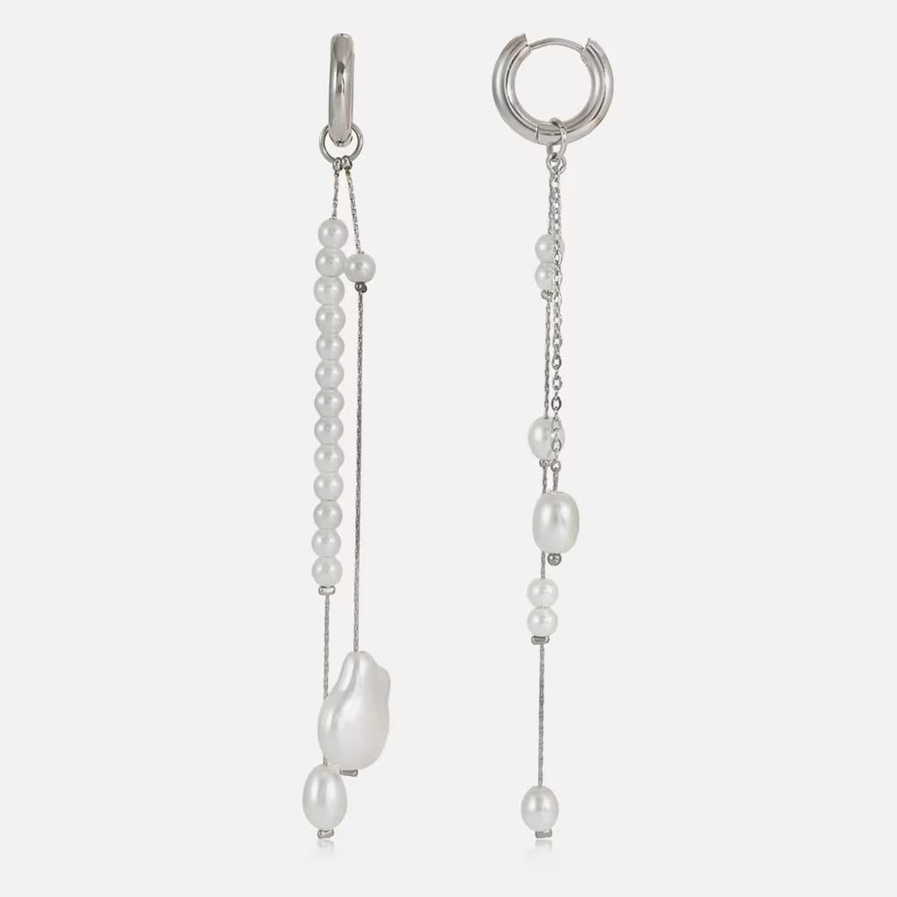Pearl Drop Chain Earrings