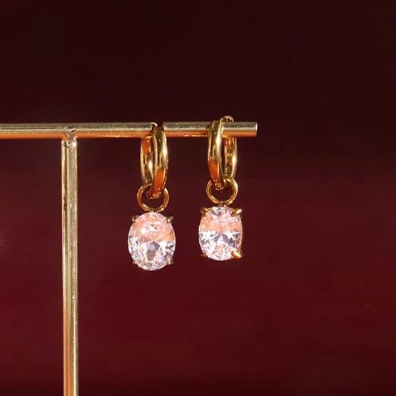 Classic Zircon Drop Hoop Earrings