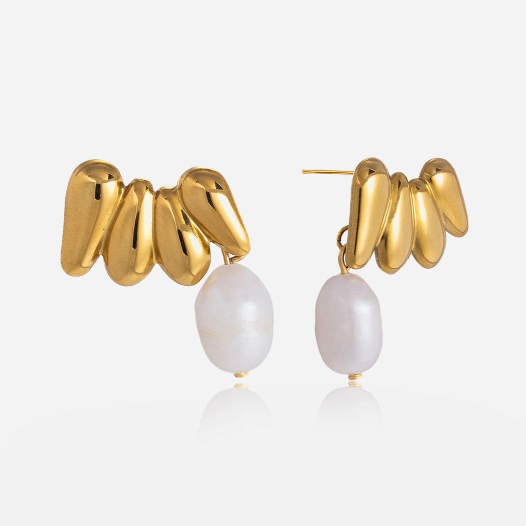 Organic Freshwater Pearl Drop Earrings 