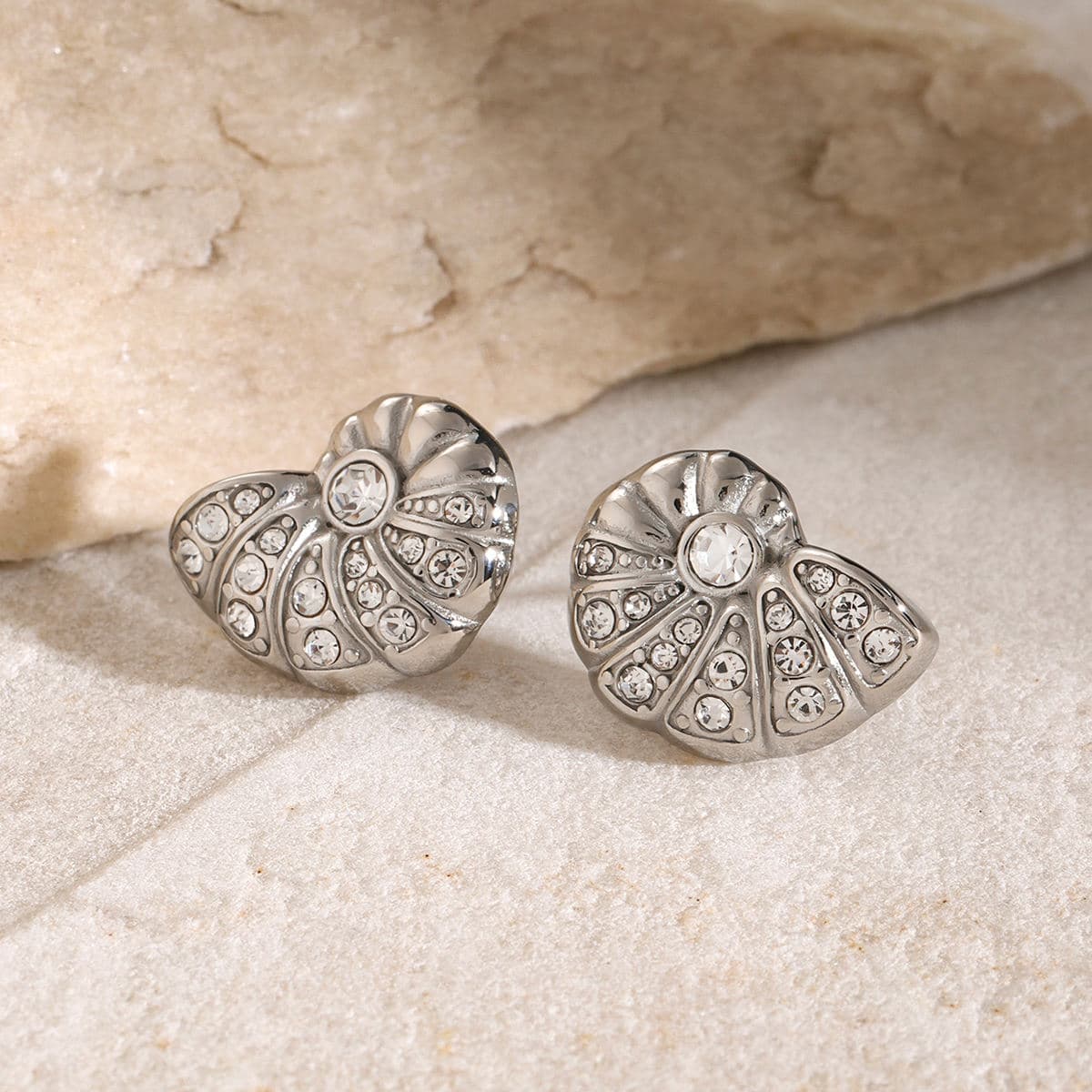 Shell Zircon Stud Earrings