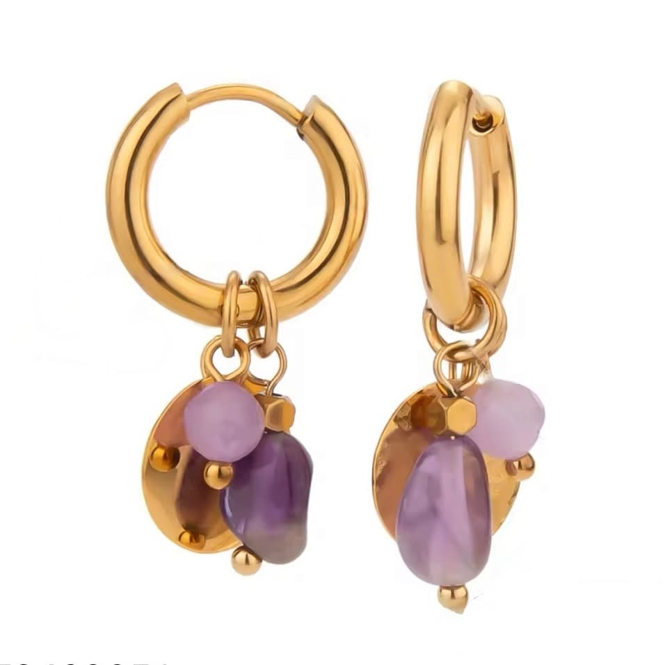 Natural Stone Hoop Earrings