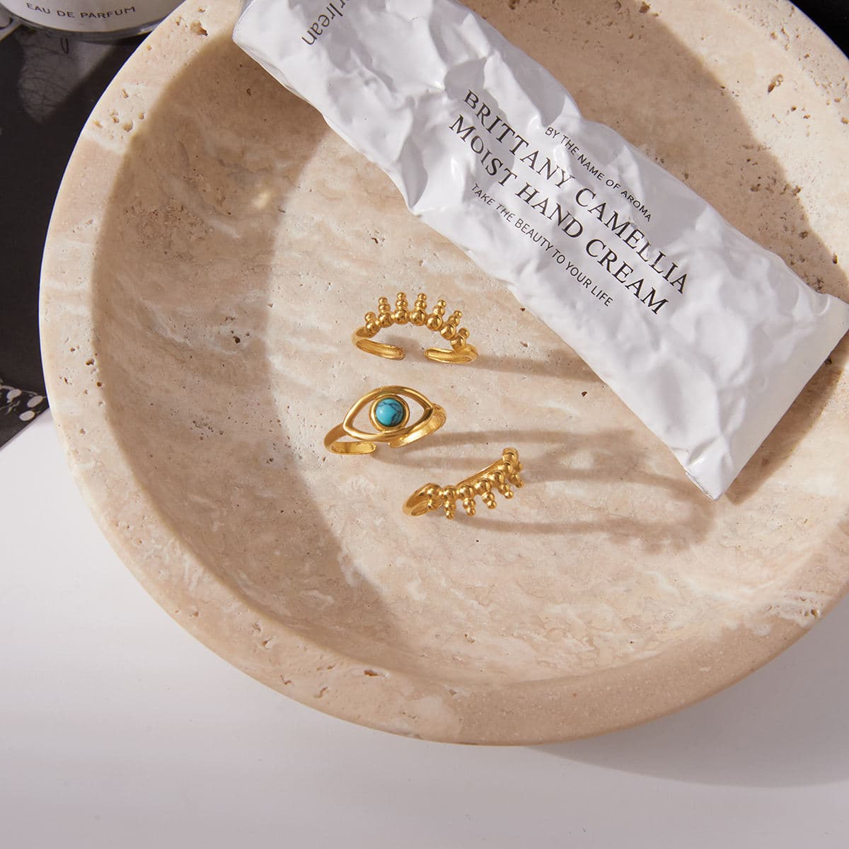 Three-Piece Evil Eye Ring Set 