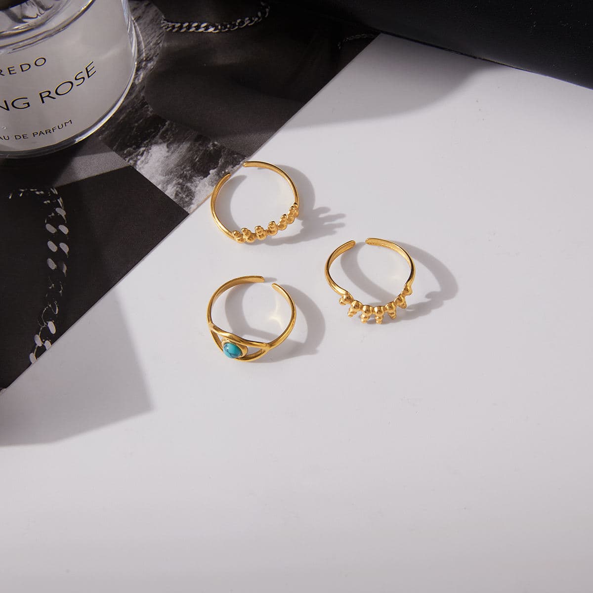 Three-Piece Evil Eye Ring Set 