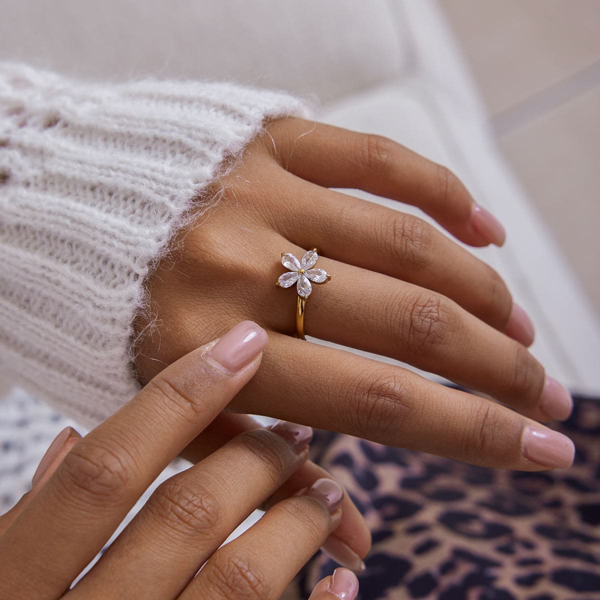 Floral Zircon Ring