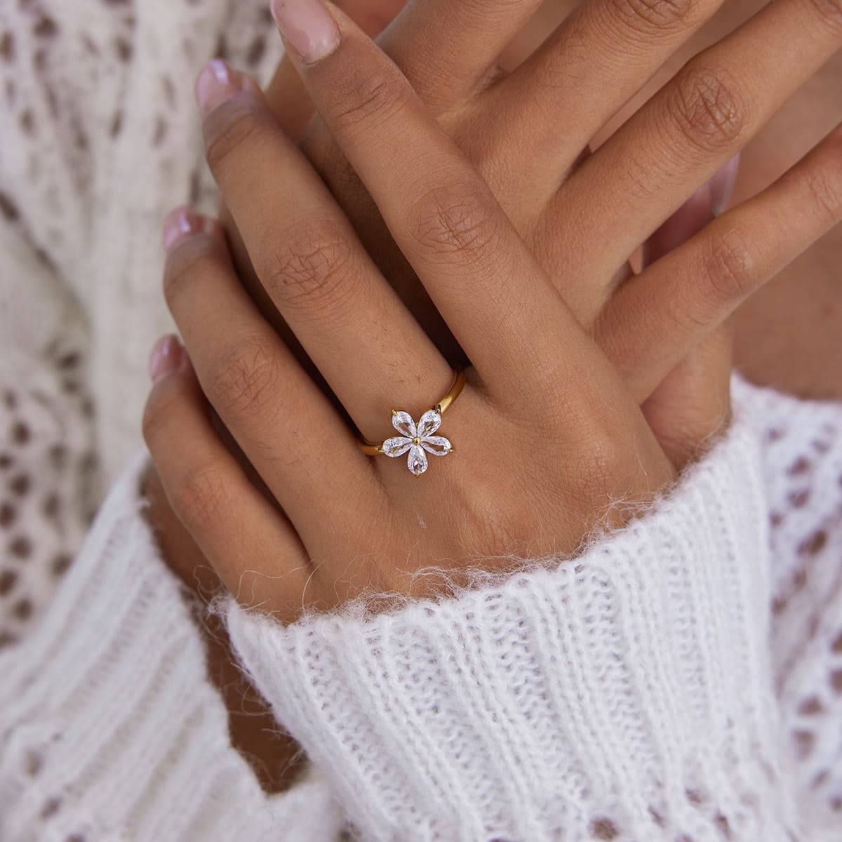 Floral Zircon Ring