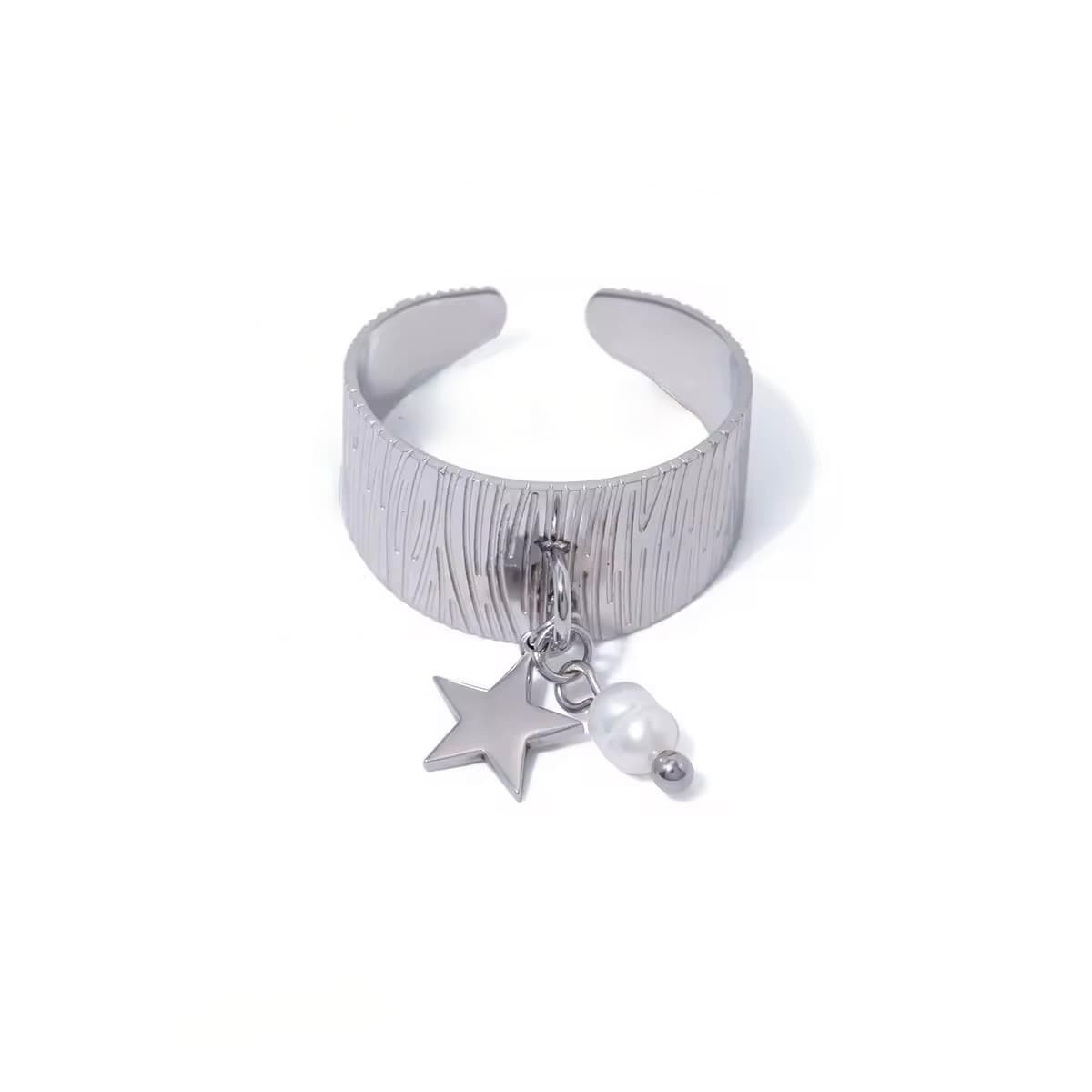 Star & Pearl Charm Ring