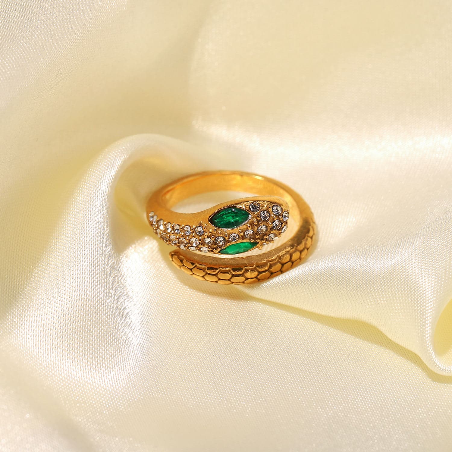 Green Eyed Snake Ring