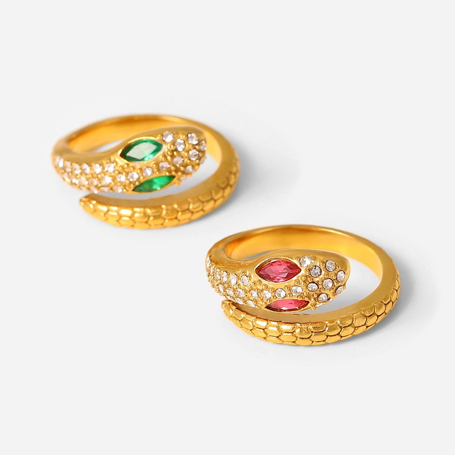 Green Eyed Snake Ring