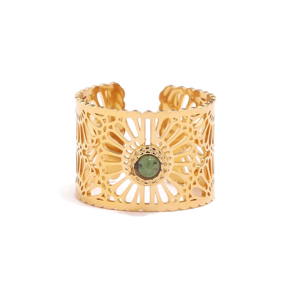Green Sunburst Ring