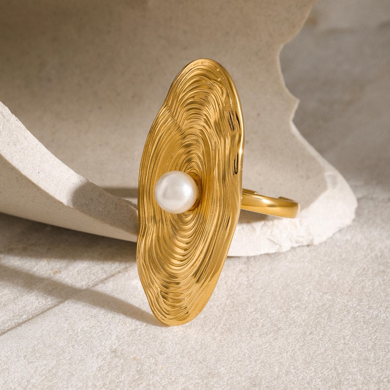 Pearl Spiral Statement Ring 