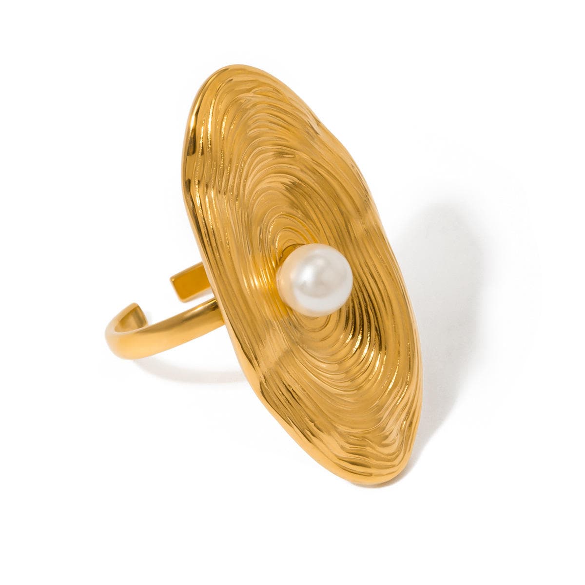 Pearl Spiral Statement Ring 