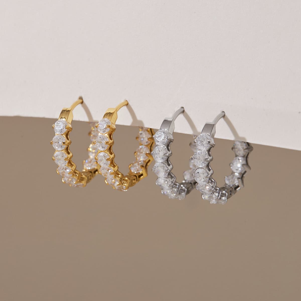 Crystal Huggie Hoops